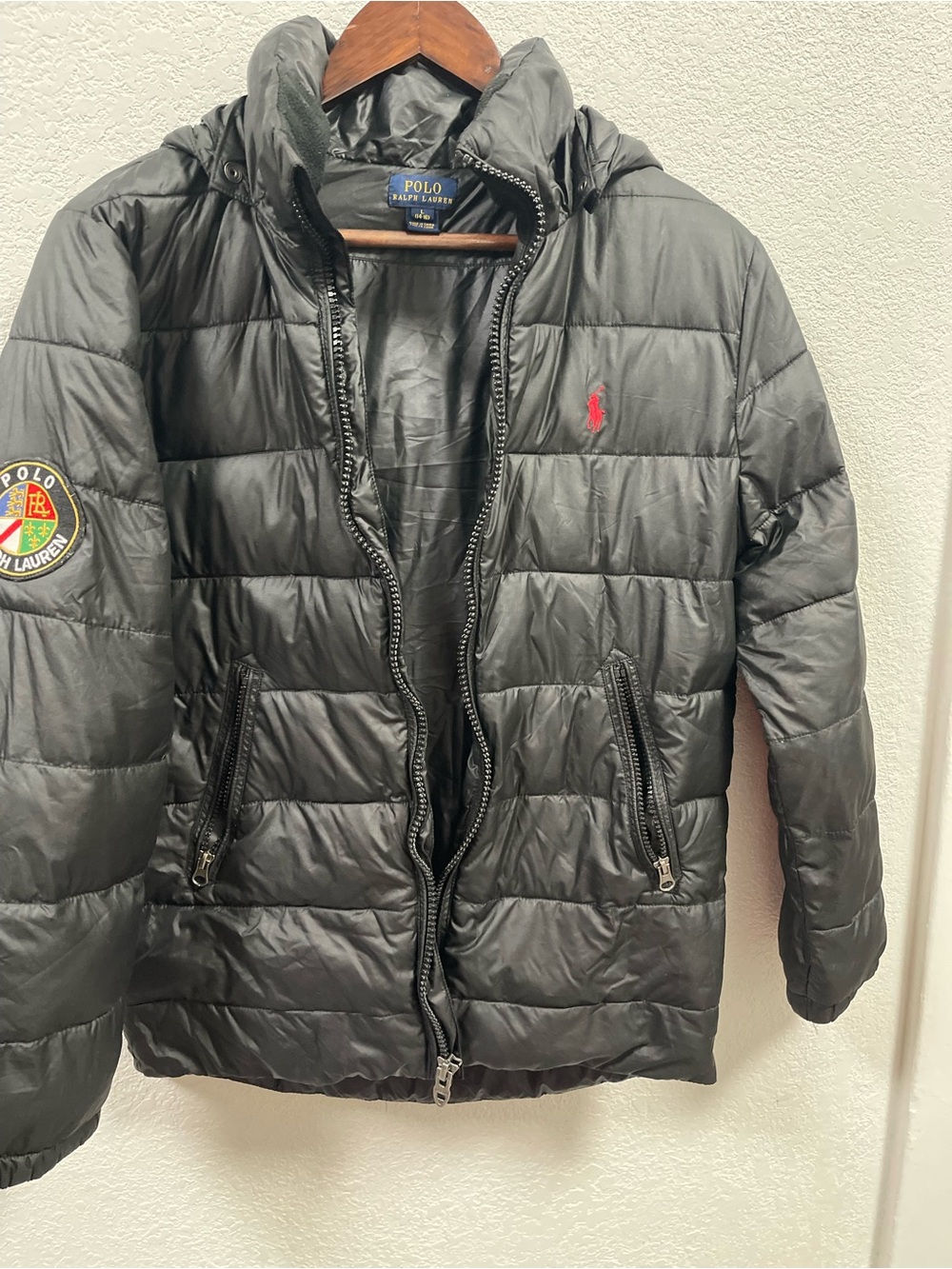 Polo by Ralph Lauren Black Quilted Puffer with Red Polo Emblem